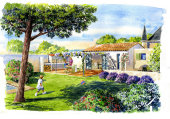 Family home on chateau grounds near pezenas, pool 