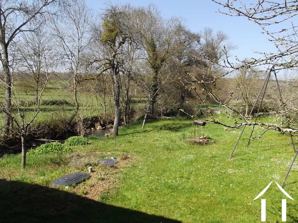 garden with river flowing through