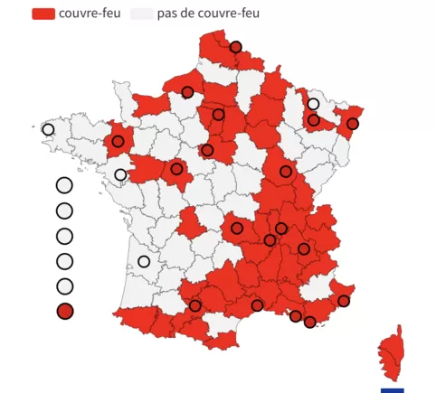 Several departments in France are now RED