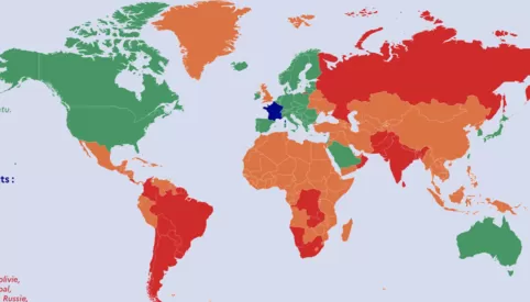colour per country determines conditions for visiting France
