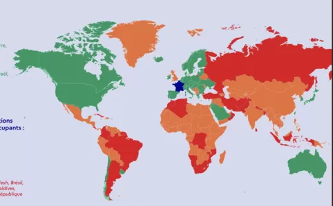 colour per country determines conditions for visiting France