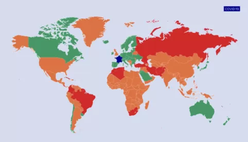 colour per country determines conditions for visiting France