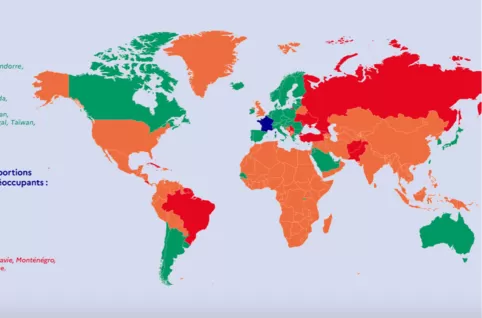 colour per country determines conditions for visiting France