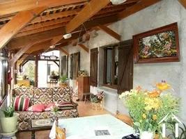 This shows the inside of the veranda which runs the length of the house