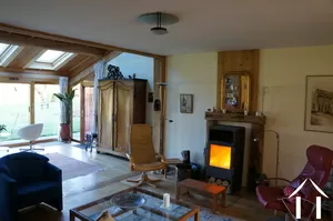 living room with efficient woodburner
