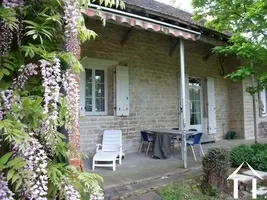 natural stone and romantic veranda back of the house