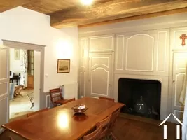 dining room with wood panelling