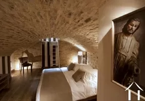 Unique bedroom in vaulted room