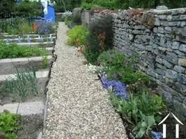 Garden with stone wall