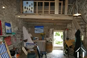 inside of barn with atelier in mezzanine