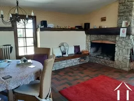 Stone fireplace in Living room