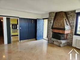 Living area with fireplace