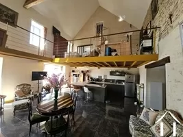 Living area with full height ceiling