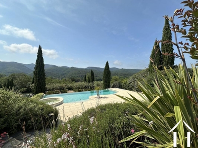 Large Mediterranean villa with stunning views nearby the Golf Club and nearby lively Lamalou les Bains, in the heart of the Parc Naturel Regional du Haut Languedoc. Ref # EG11-2492 
