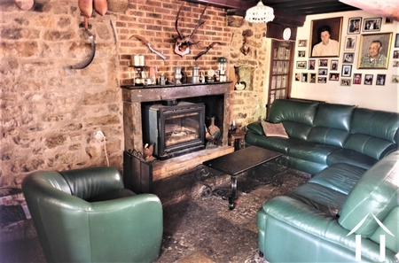 Le salon, cheminée avec insert bois