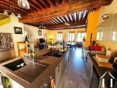 Spacious living room with kitchen